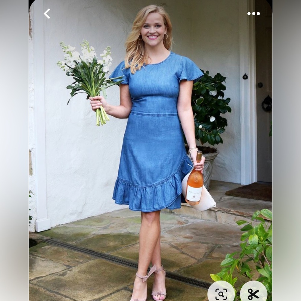 EUC Draper James chambray faux wrap dress